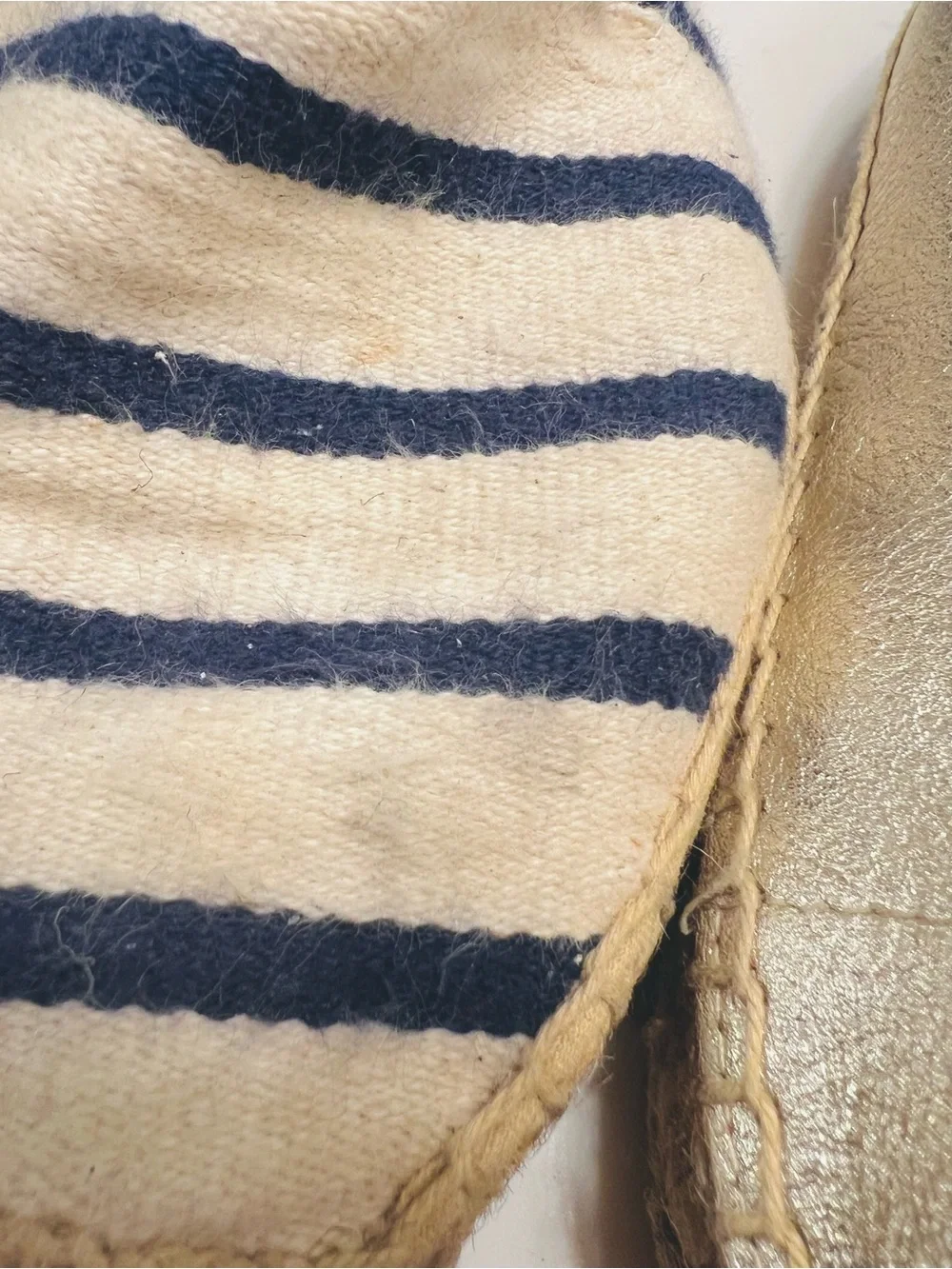 Soludos Blue-Striped Canvas and Gold Metallic Espadrilles - Bundle of 2